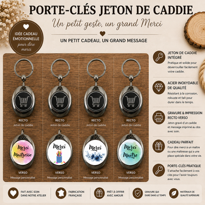 Porte clé jeton de caddie Maitre et Maitresse