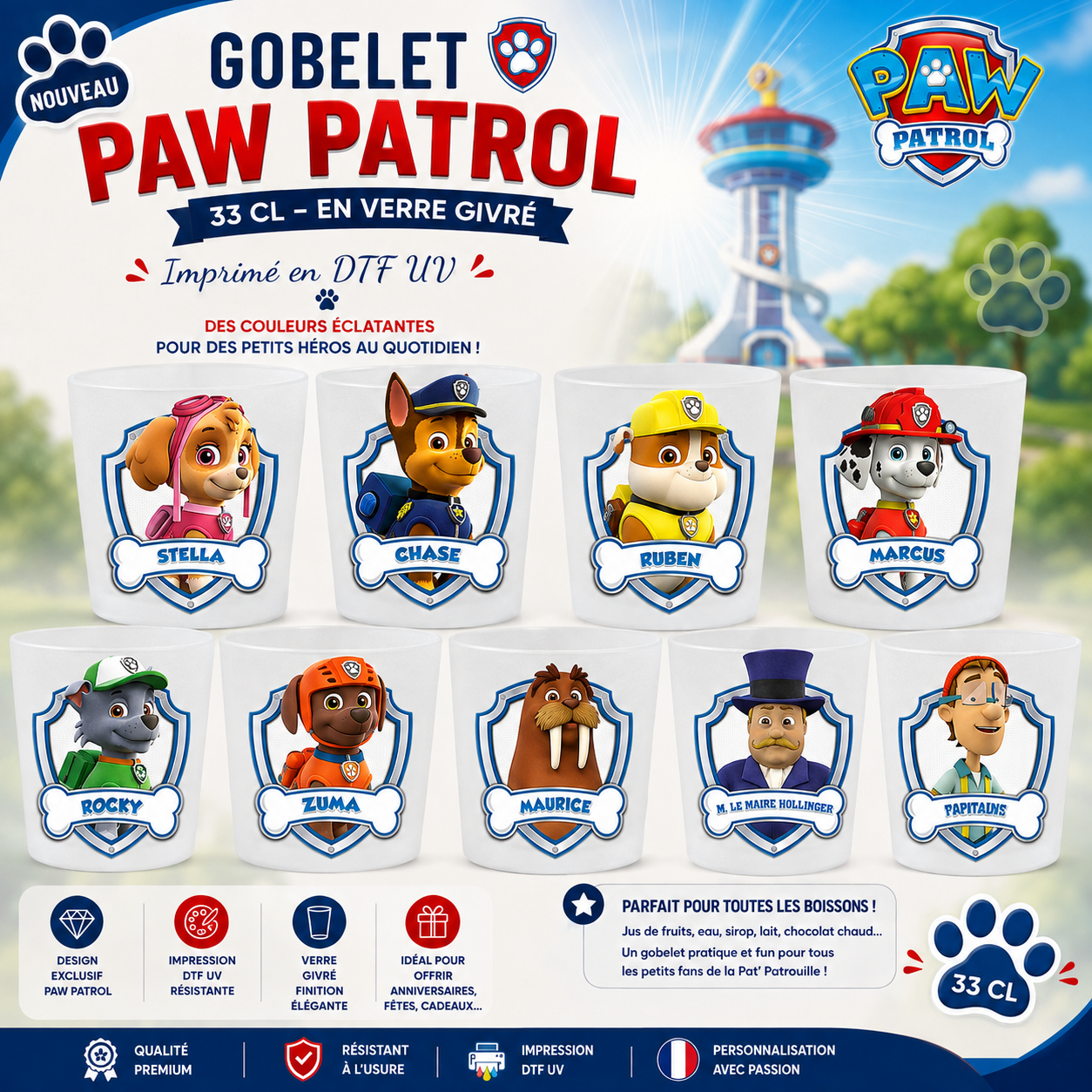 🐶 Gobelets Enfants "Pat’ Patrouille" - Les Héros de la Team Paw Patrol