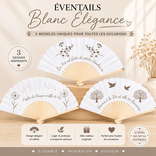 Éventail Blanc – Élégance & Raffinement