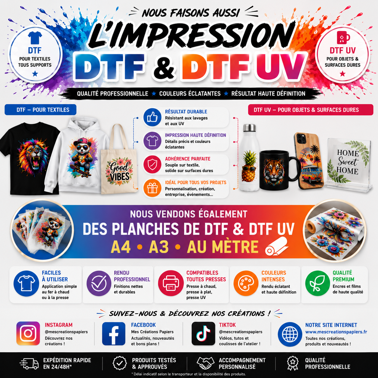 UV DTF Transfer - A4, A3, or Meter Printing