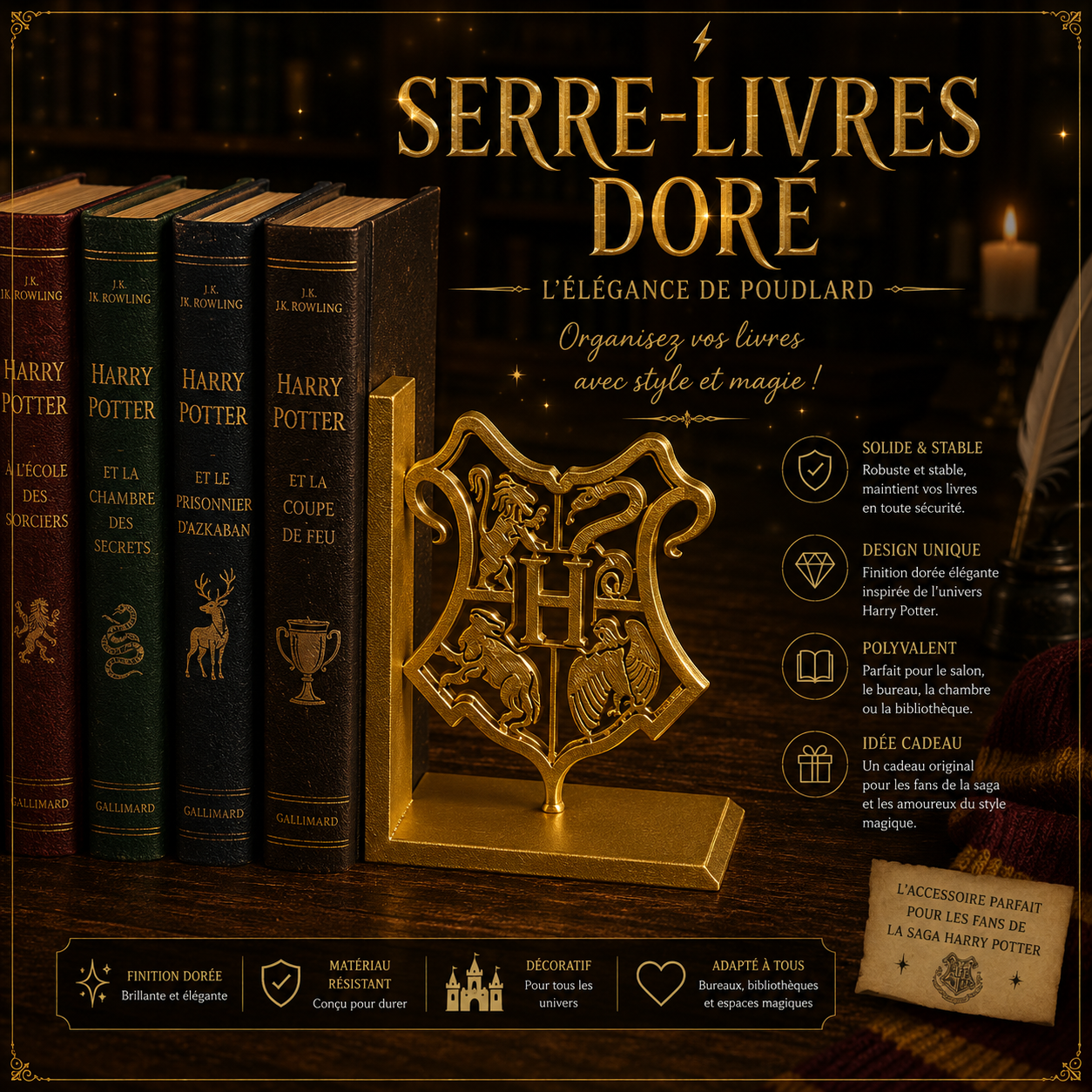 🪄 Serre-livres Blason Harry Potter