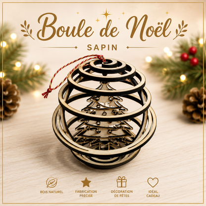 🎄 3D Wooden Christmas Ornament – Laser Cut