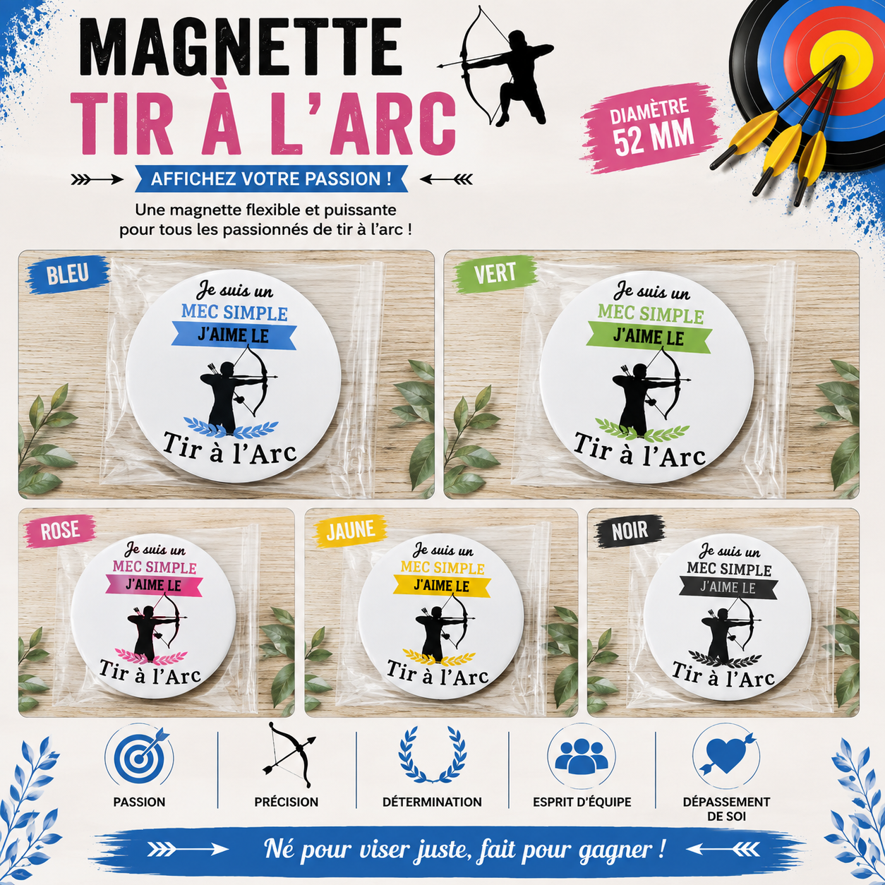 Flexible Magnet 52mm - Archery Theme