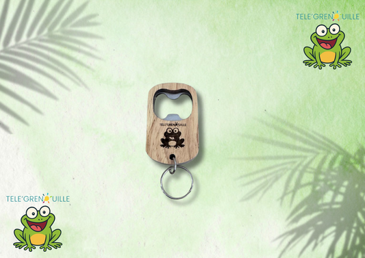 🔑 Porte-clés décapsuleur en bois « TÉLÉ’GRENOUILLE » 🐸🍃