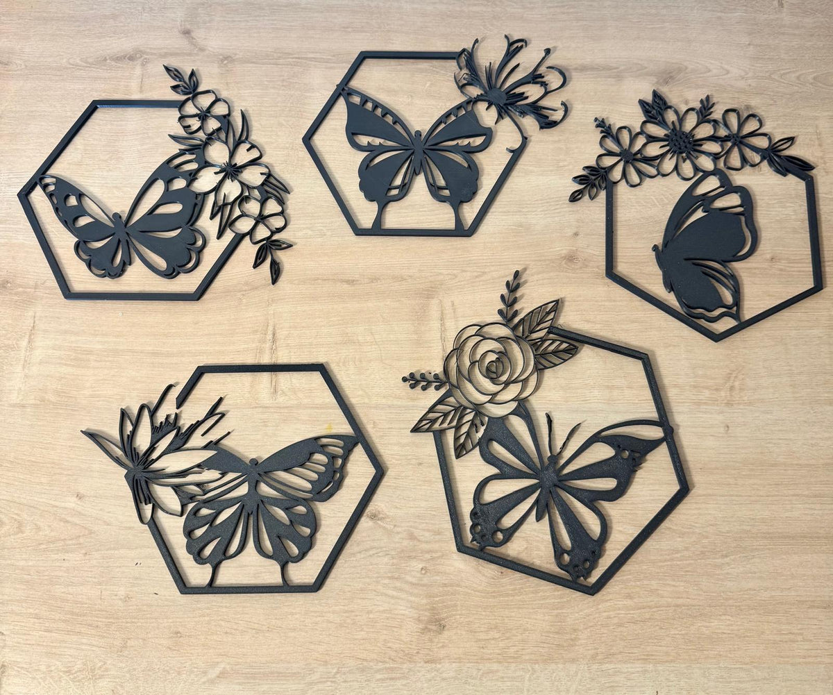 Décoration Murale Papillons et Arbre de Vie – Silhouettes 3D (≈24cm)