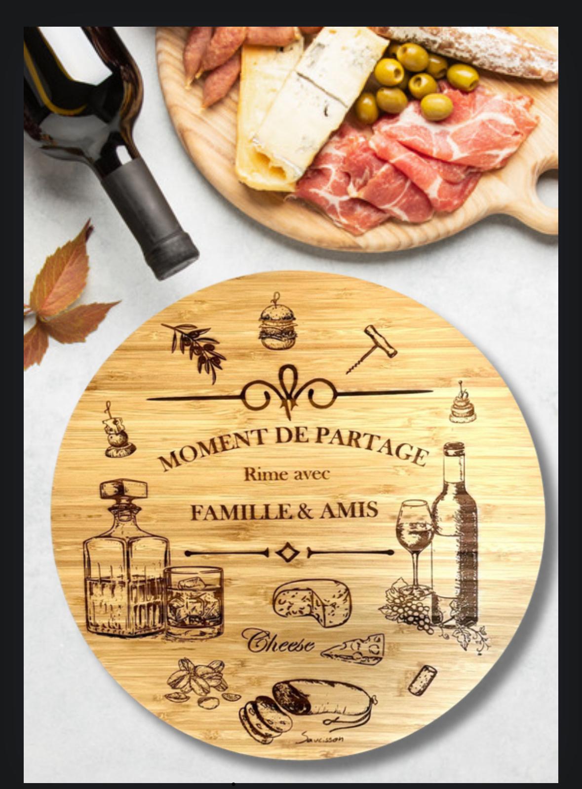 Plateau Tournant en Bois – Moment de Partage (30 cm)
