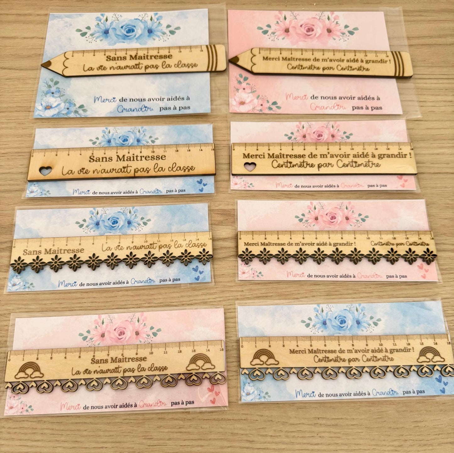 🪵 Règle en bois personnalisée – Cadeau pour Maîtresse