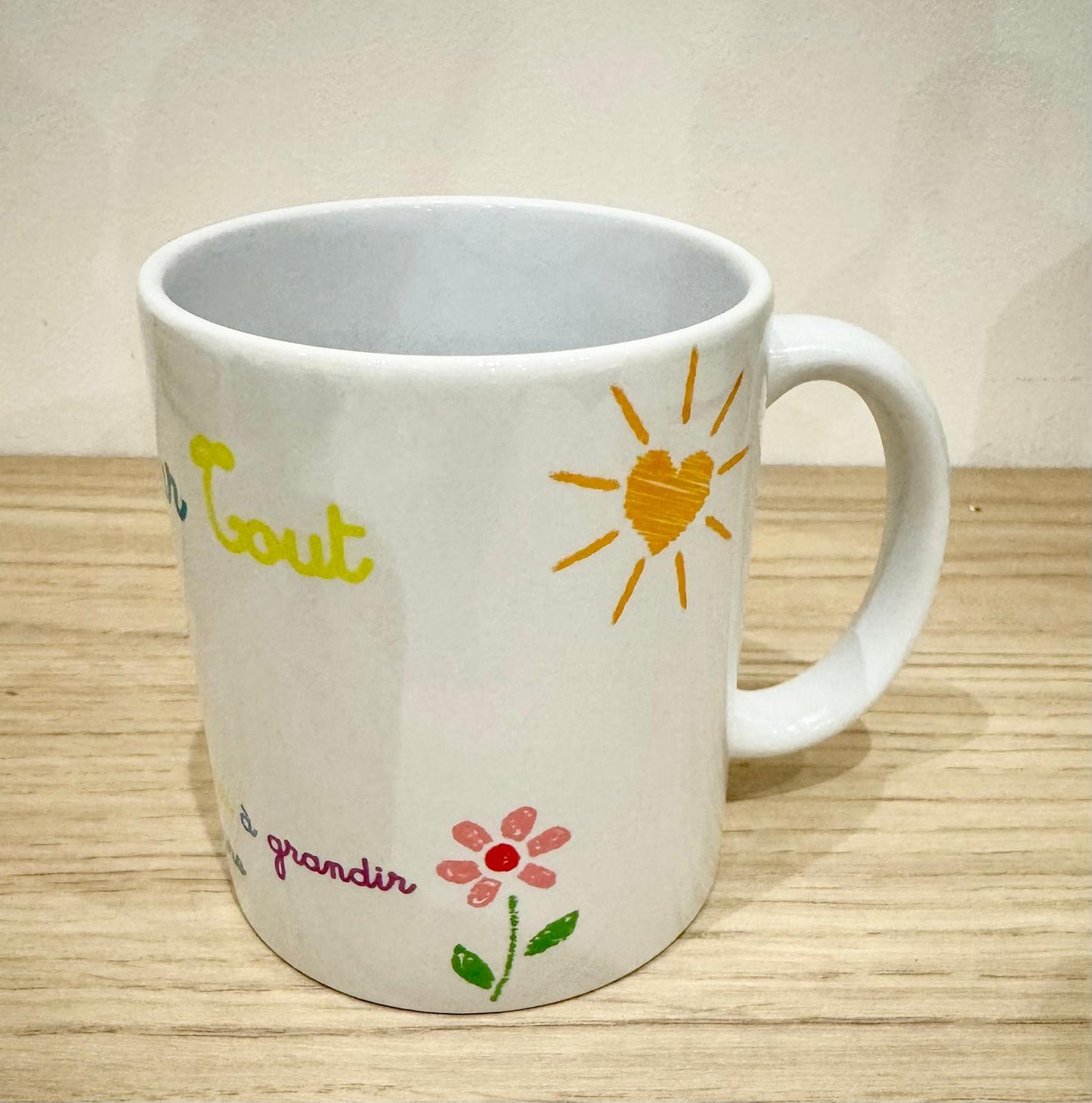 Mug Cadeau Personnalisé – “Merci” avec Motifs Floraux ou Enfantins 🌸🌈