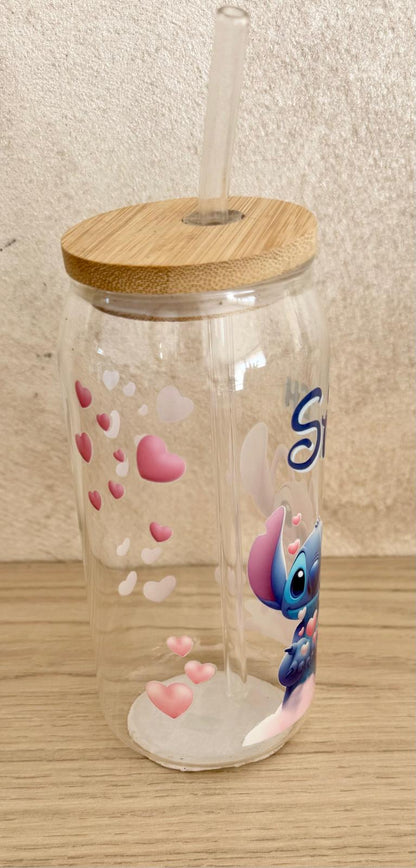 🥤 Gobelet en Verre avec Couvercle Bambou & Paille