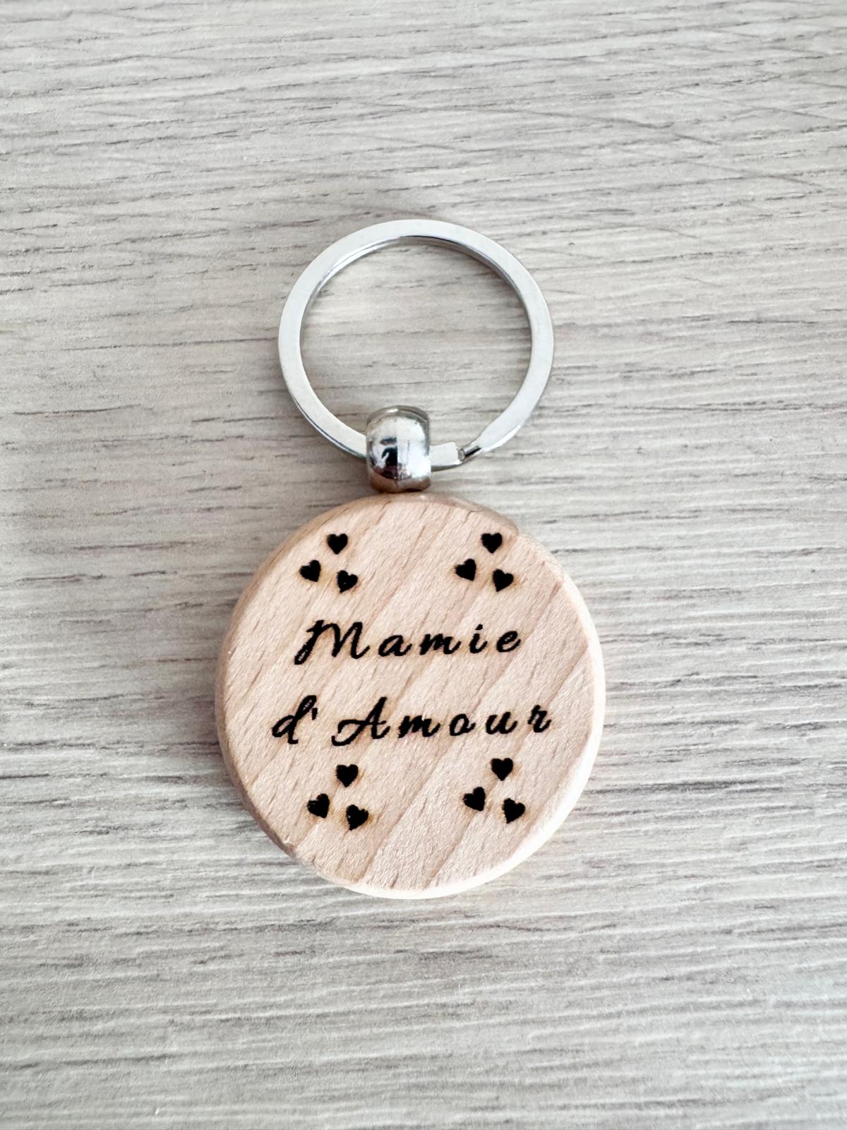 Porte-clés rond en bois – “d’Amour”