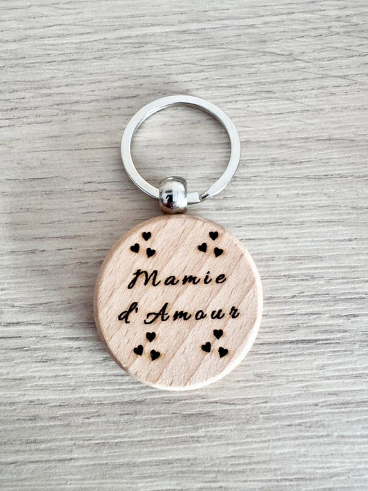 Porte-clés rond en bois – “d’Amour”
