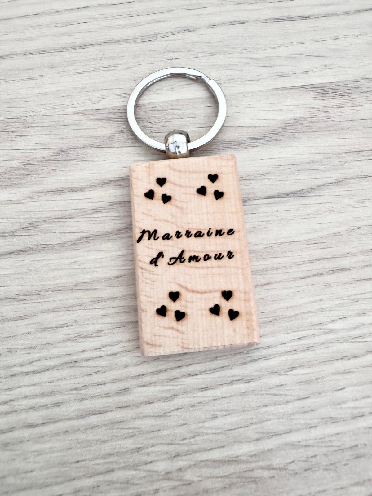 Porte-clés en bois – “d’Amour rectangle