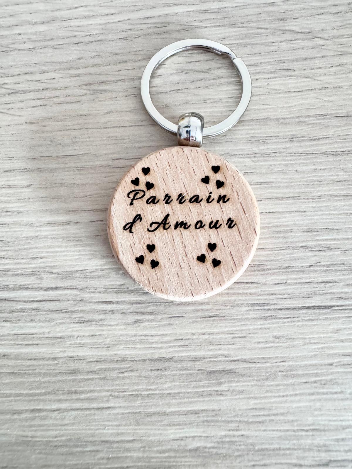 Porte-clés rond en bois – “d’Amour”