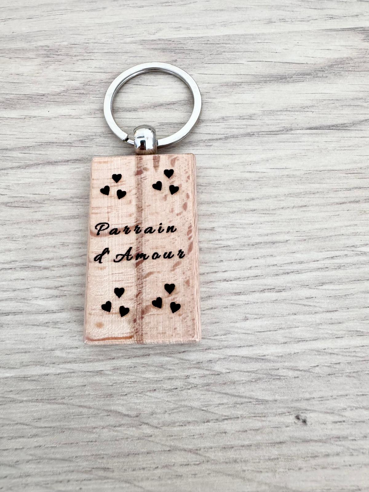 Porte-clés en bois – “d’Amour rectangle