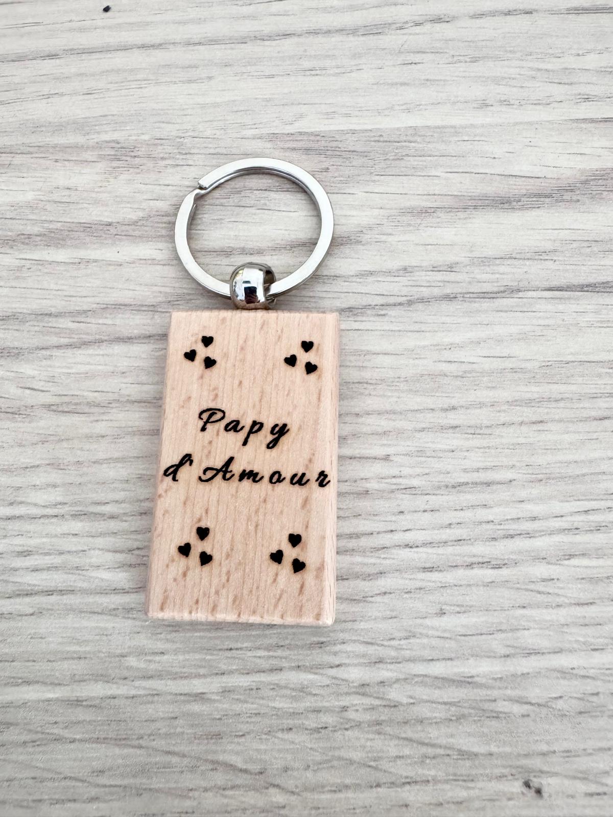 Porte-clés en bois – “d’Amour rectangle
