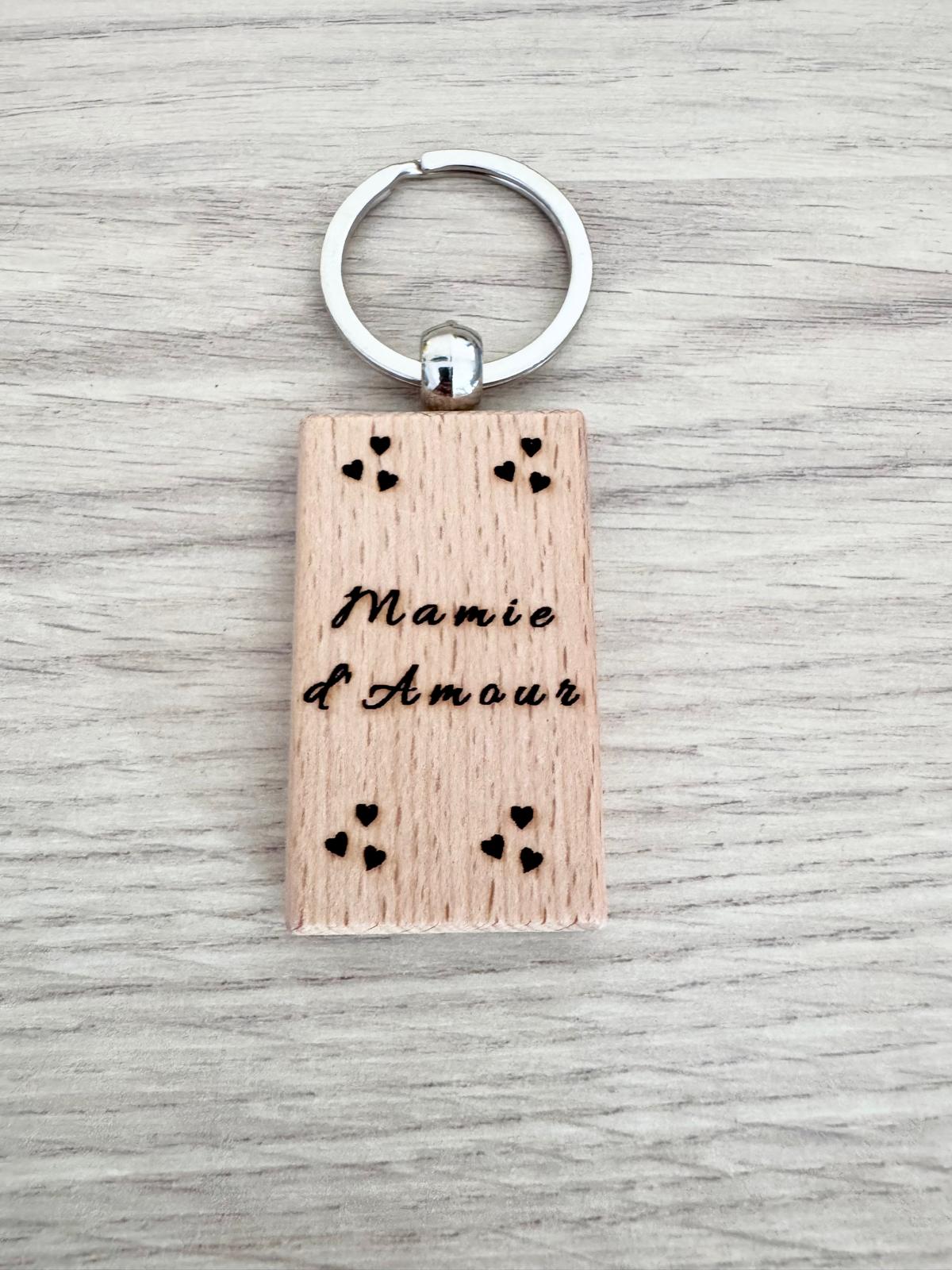 Porte-clés en bois – “d’Amour rectangle