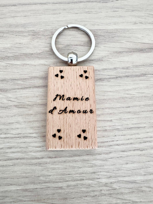 Porte-clés en bois – “d’Amour rectangle