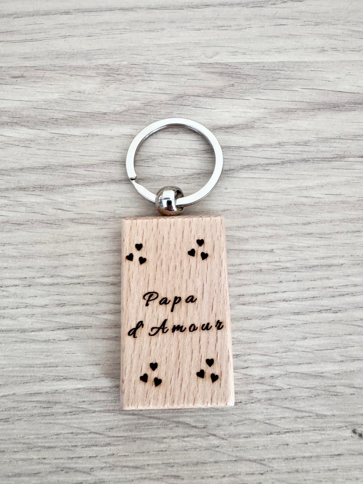 Porte-clés en bois – “d’Amour rectangle