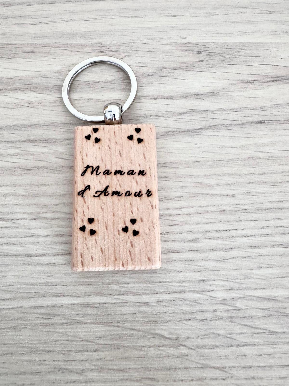 Porte-clés en bois – “d’Amour rectangle