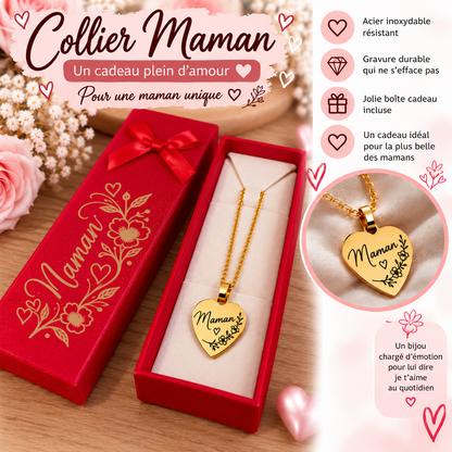 Collier cœur Maman – Acier inoxydable avec boîte cadeau