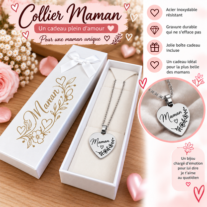 Collier cœur Maman – Acier inoxydable avec boîte cadeau