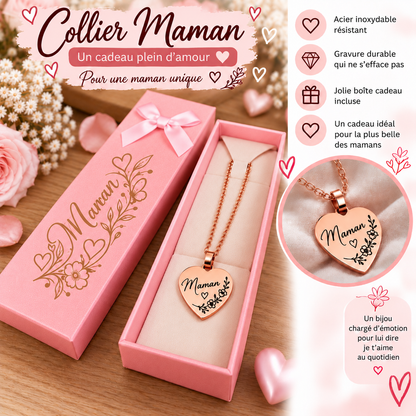 Collier cœur Maman – Acier inoxydable avec boîte cadeau
