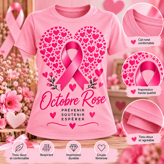 T-shirt Octobre Rose – Plus fortes ensemble