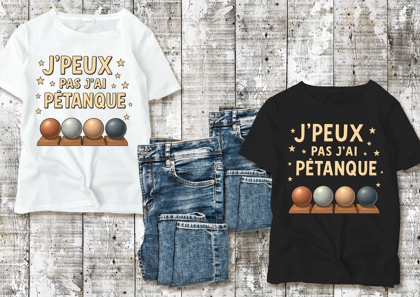 T-shirt humour – J’peux pas j’ai pétanque
