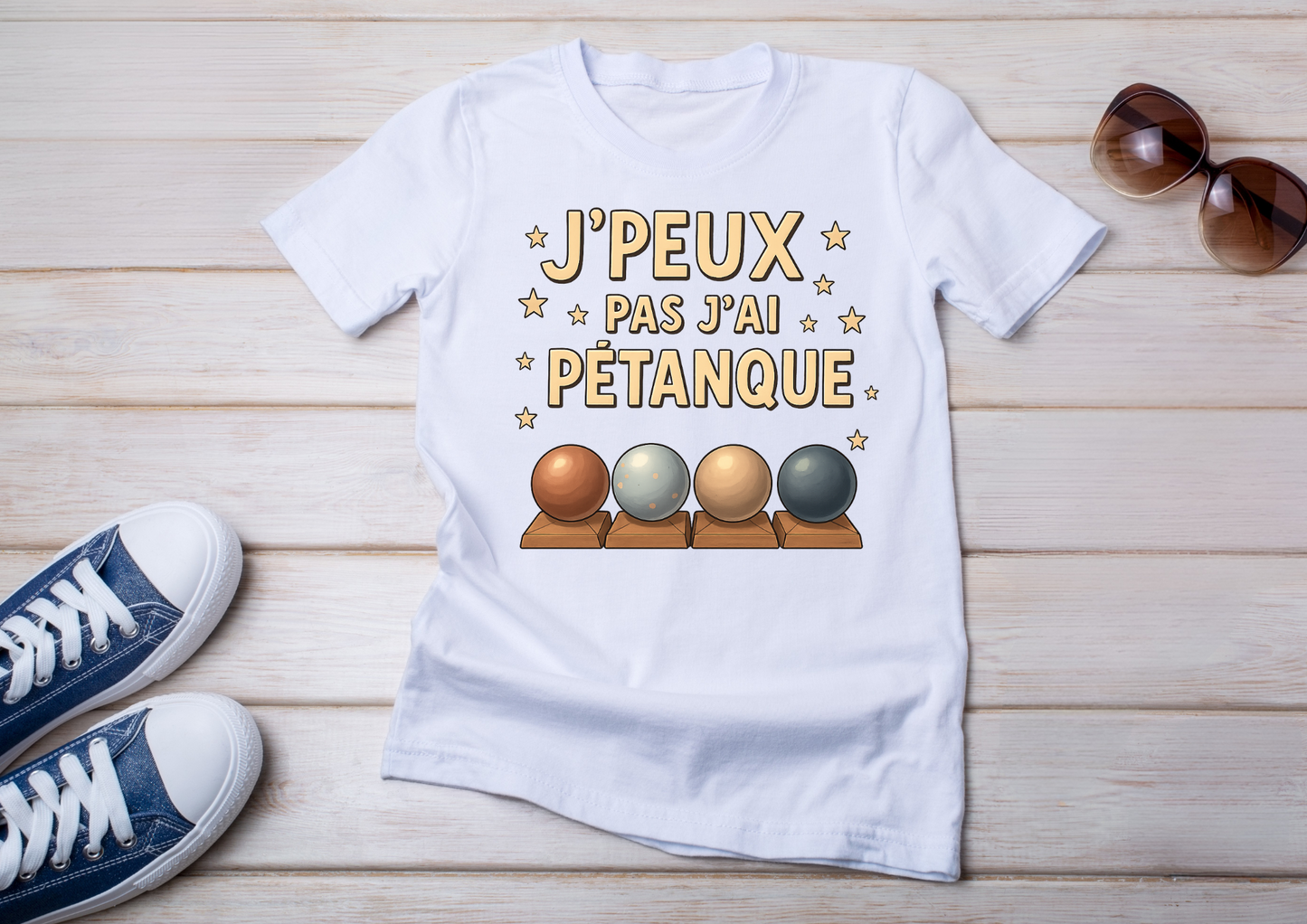 T-shirt humour – J’peux pas j’ai pétanque