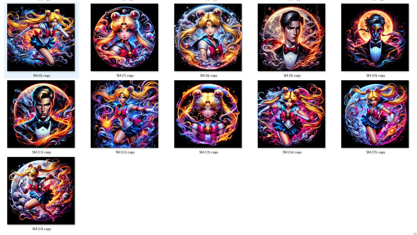 Lot de 16 Fichier numérique Halftone Sailor Moon