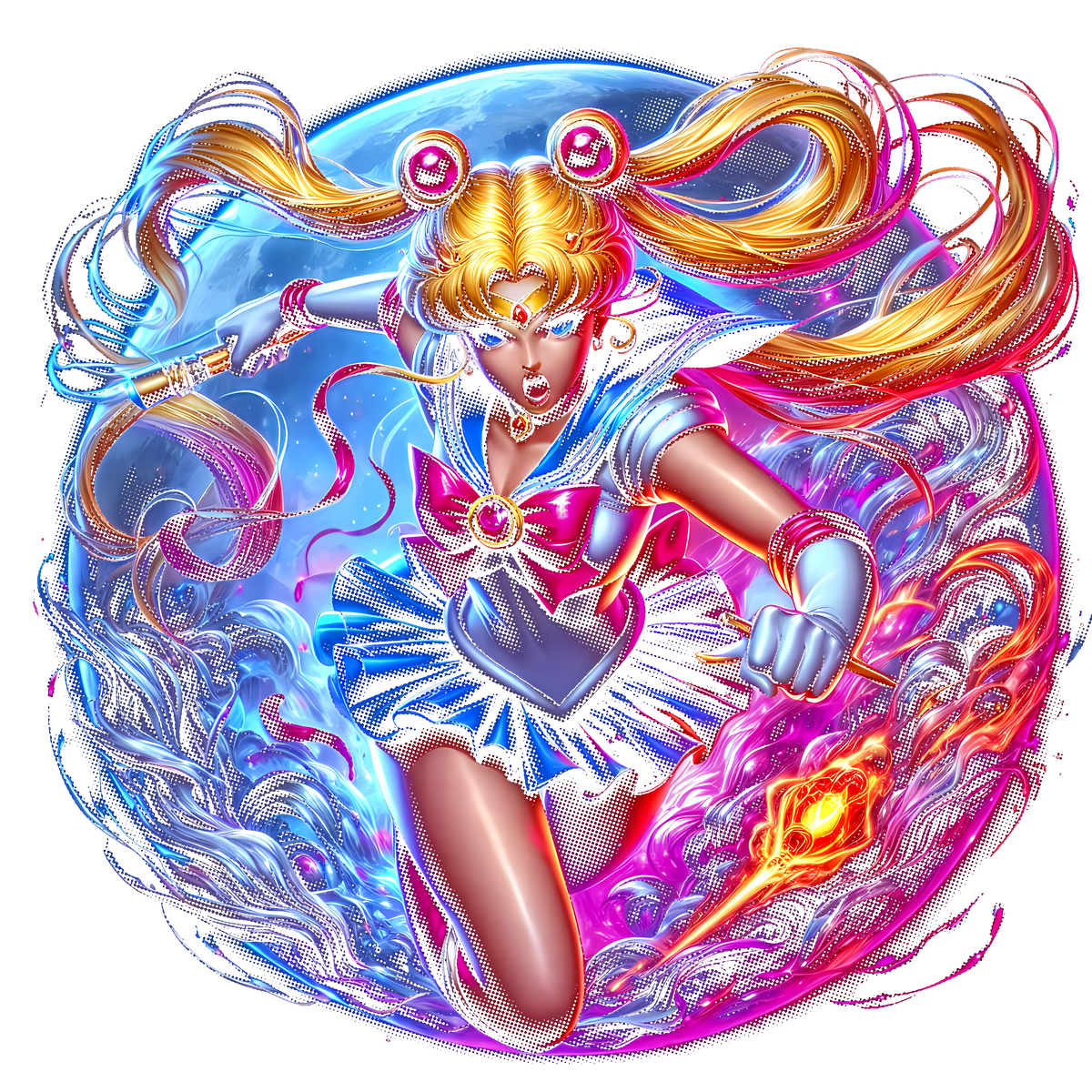 Fichier numérique Halftone Sailor Moon – 16 modèles au choix