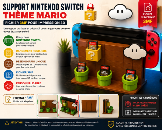 Support Nintendo Switch thème Mario – Fichier 3MF pour impression 3D