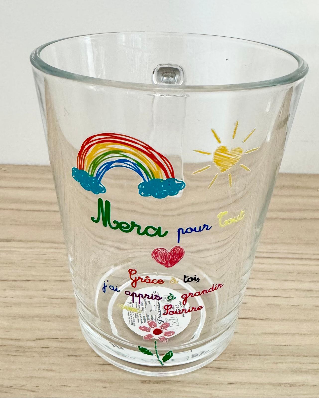 ☕ Mug en Verre "Merci "💐