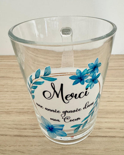 ☕ Mug en Verre "Merci "💐