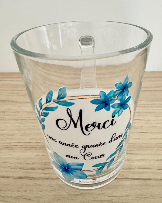 ☕ Mug en Verre "Merci "💐