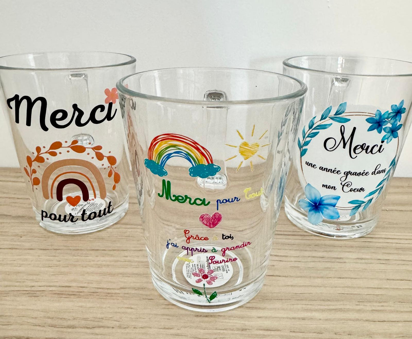 ☕ Mug en Verre "Merci "💐
