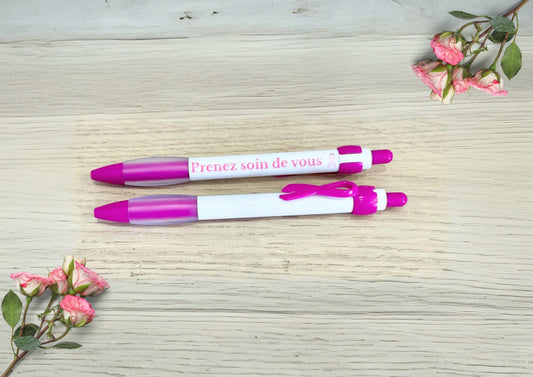 Stylo "Prenez soin de vous" – Ruban Rose