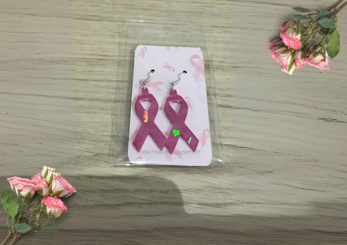 Boucles d’Oreilles Ruban Rose – Octobre Rose