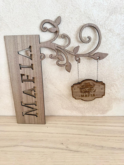 Séparateur de livres en bois gravé