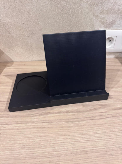 Support de lecture multifonction 3 en 1 – Porte-livre, repose-mug et rangement lunettes