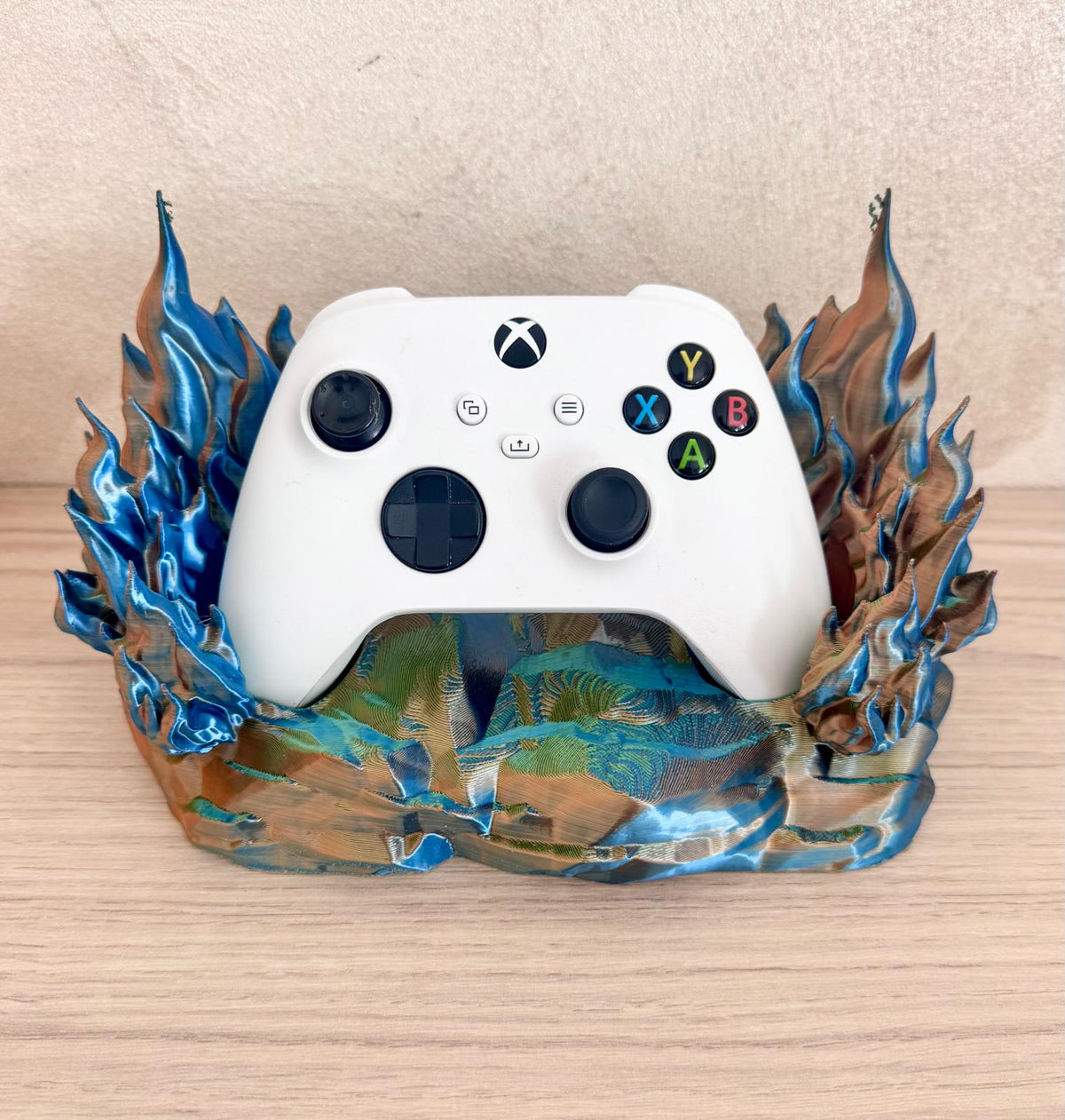 Support manette Xbox/PS5 – Design Flammes bleues & cuivrées