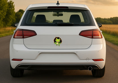 🐸🚗 Autocollant Grenouille – Effet Trou 3D Réaliste – Stickers Voiture & Surfaces Lisses