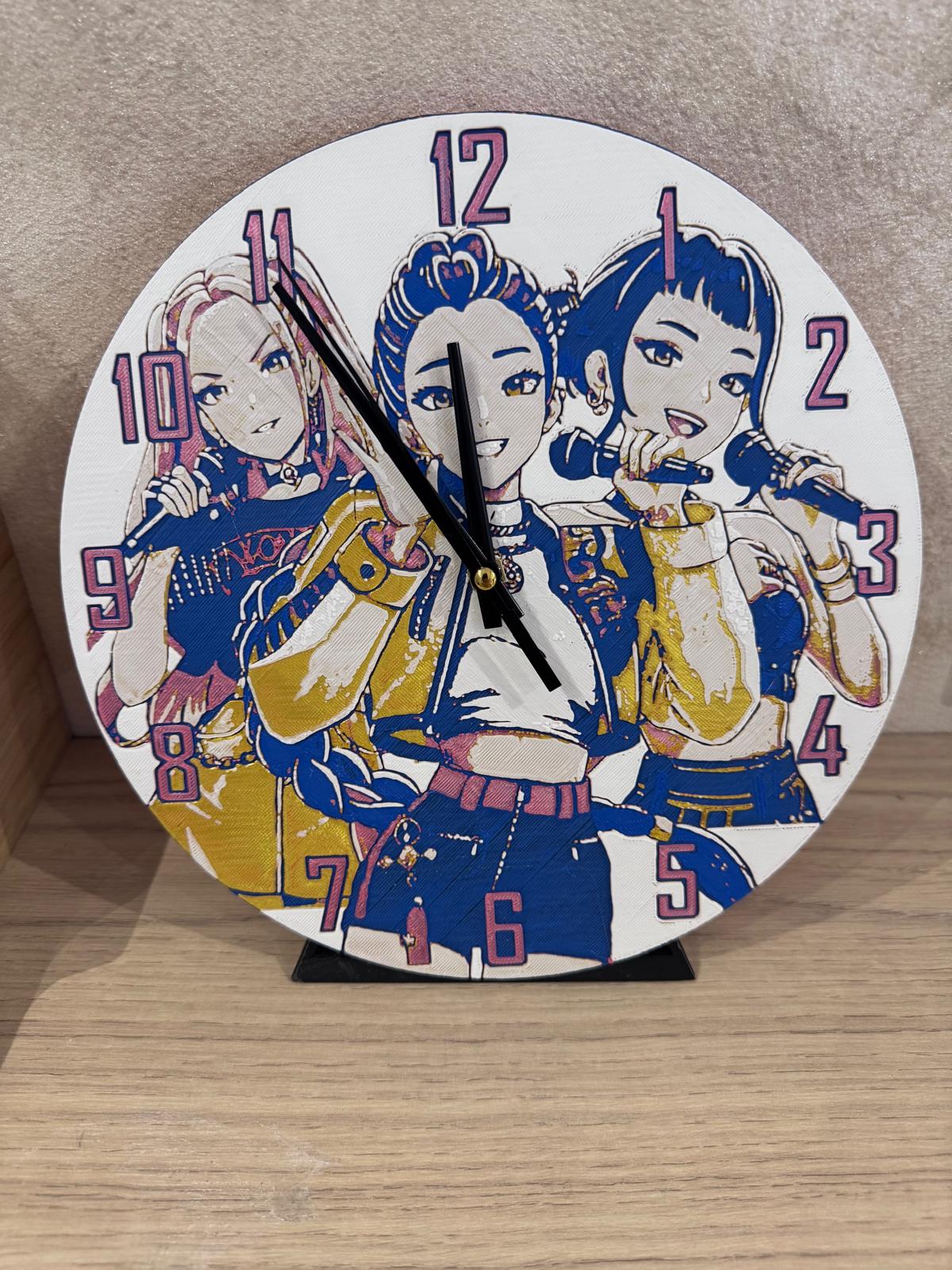 🕒 Horloge Murale Huntrix – Style Manga | Impression 3D PLA (245 mm)