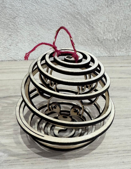 🎄 Boule de Noël 3D en Bois – Découpe Laser