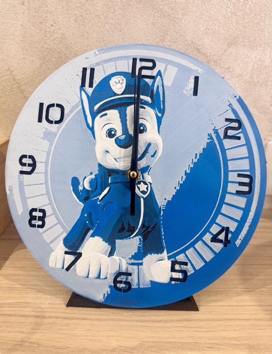 Horloge Murale 3D – Thème Pat' Patrouille (Chase)