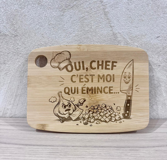 🧑‍🍳 Planche à découper humoristique en bambou – 19 × 14 cm