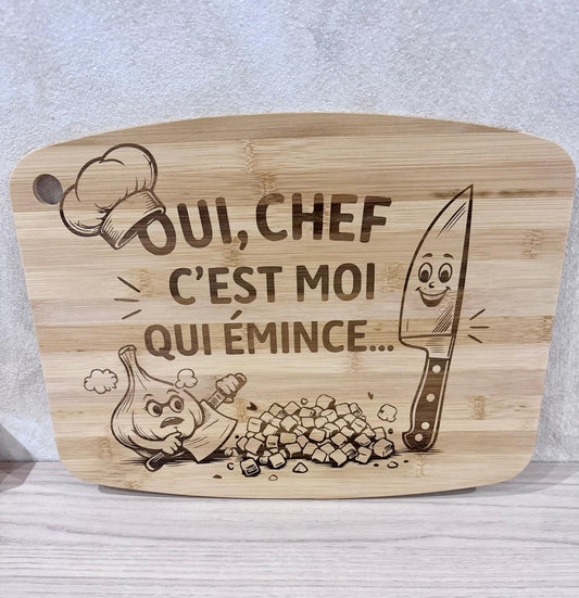 🧑‍🍳 Planche à découper en bambou gravée – 28 × 22 cm
