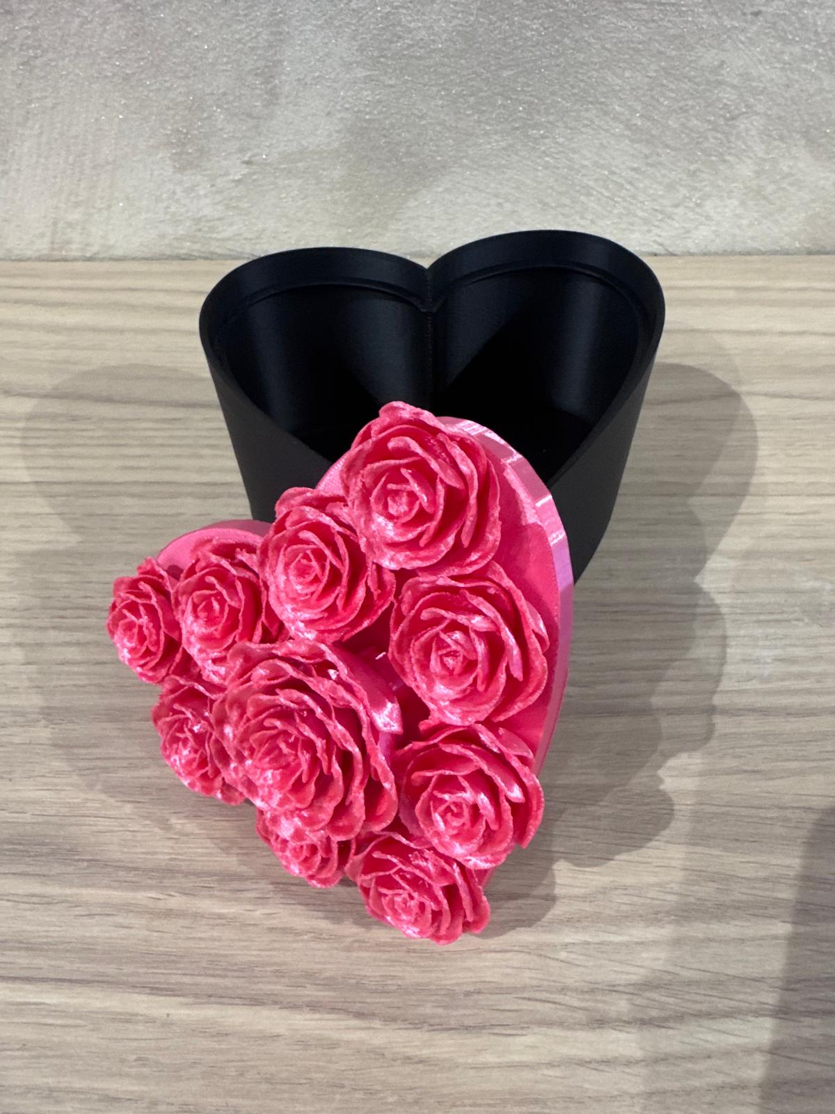 Coffret cœur décoratif avec roses (impression 3D)