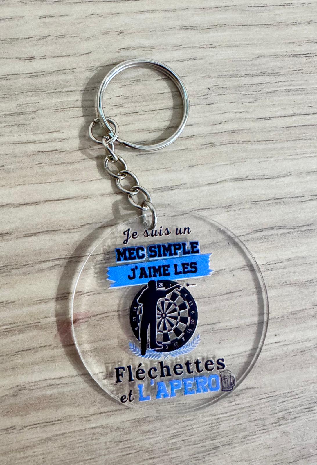 Funny Darts Keychain – "I'm a simple man, I like darts and aperitifs"