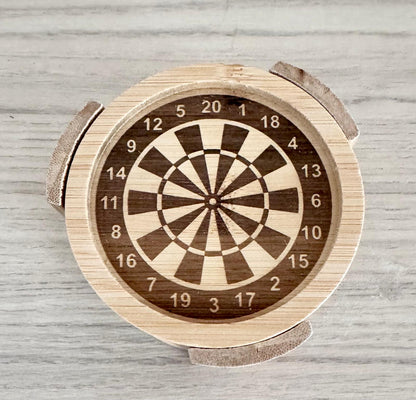 Lot de 6 dessous de verre en bois – Thème fléchettes